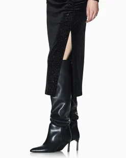 Abito Armani Exchange nero in tessuto elasticizzato con dettagli glitterati
