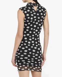 Abito corto Liu Jo Jeans nero in jersey stretch a pois
