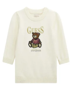 Abito Guess in maglia avorio di visto viscosa con orsetta