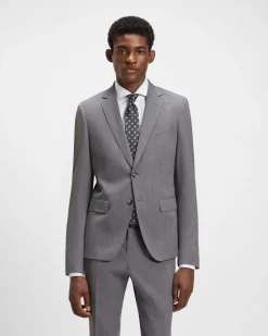 Abito Huge Boss grigio in misto lana stretch con micro motivo