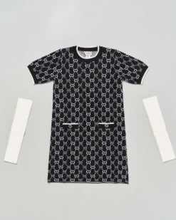 Abito in maglia Twinset bianco e nero con manicotti