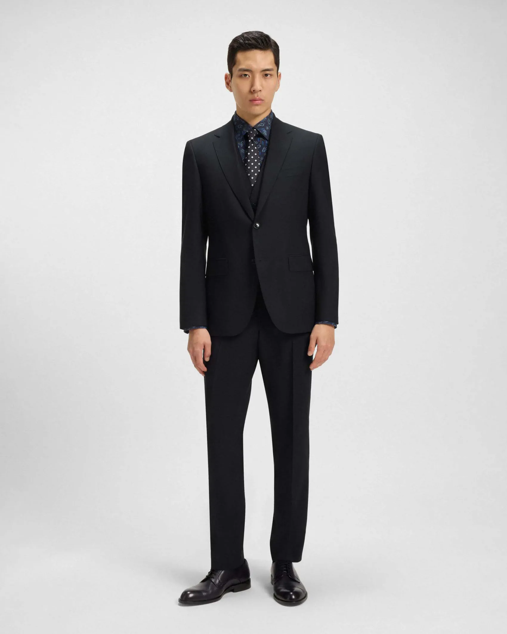 Abito Jeckson Boss blu con gilet in lana stretch con micro motivo soffuso
