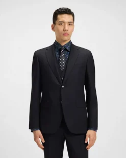 Abito Jeckson Boss blu con gilet in lana stretch con micro motivo soffuso
