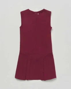 Abito Kocca bordeaux smanicato con cintura in viscosa stretch