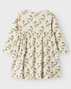 Abito Lil'Atelier avorio in cotone a maniche lunghe con motivo floreale
