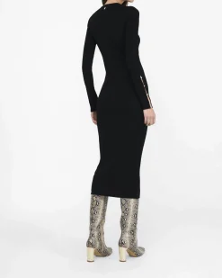 Abito Liu Jo Jeans nero in viscosa con maniche gioiello