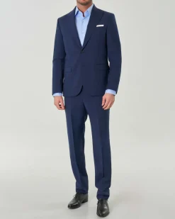 Abito Paul Baker monopetto blu slim-fit in tela di misto lana stretch con rever a lancia