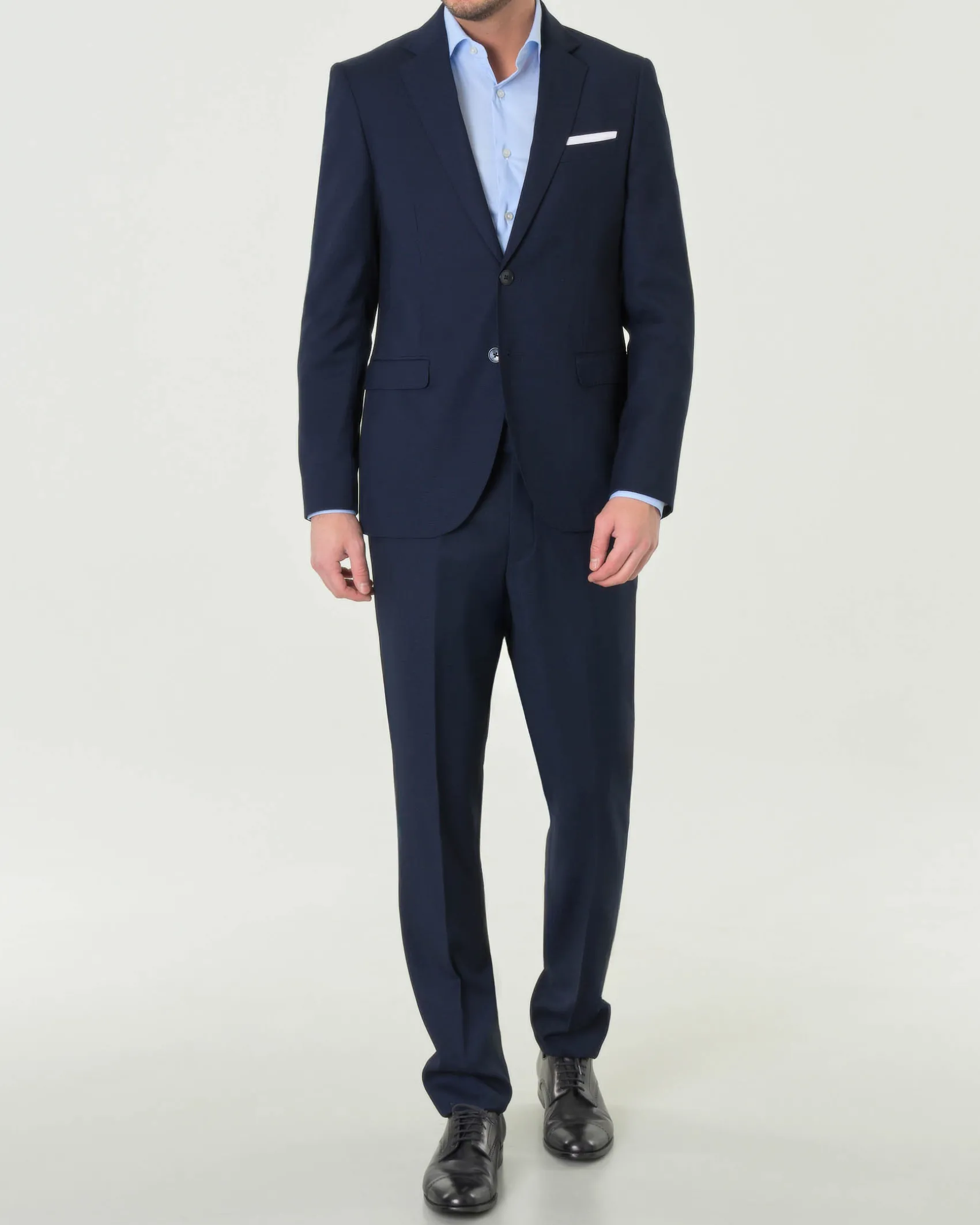 Abito Paul Baker monopetto blu slim-fit in tessuto armaturato a rombetti di misto viscosa stretch