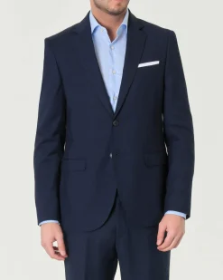 Abito Paul Baker monopetto blu slim-fit in tessuto armaturato a rombetti di misto viscosa stretch