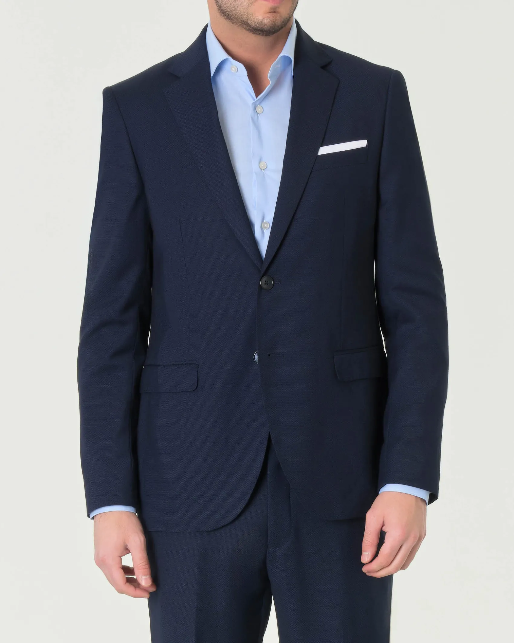Abito Paul Baker monopetto blu slim-fit in tessuto armaturato a rombetti di misto viscosa stretch