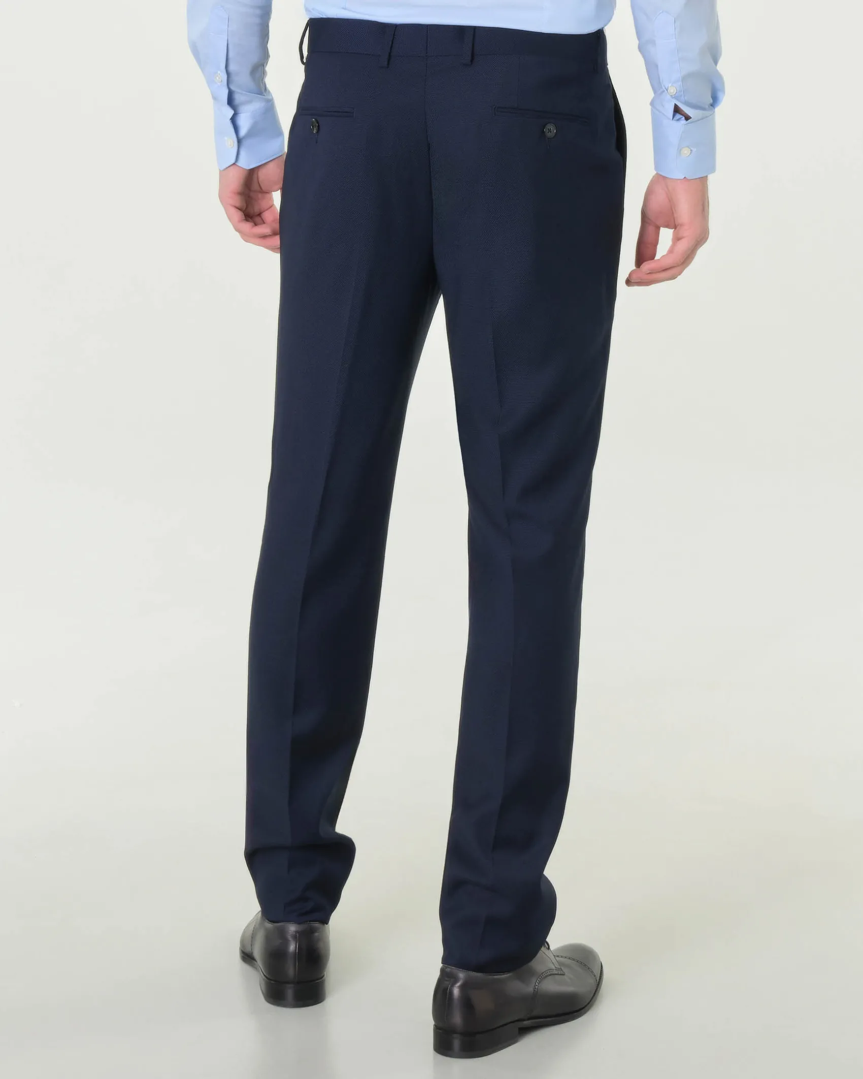 Abito Paul Baker monopetto blu slim-fit in tessuto armaturato a rombetti di misto viscosa stretch