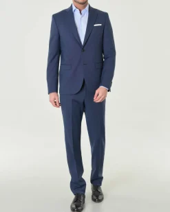 Abito Paul Baker monopetto blu indaco slim-fit in tessuto punto spillo di misto lana stretch