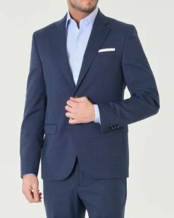 Abito Paul Baker monopetto blu indaco slim-fit in tessuto punto spillo di misto lana stretch