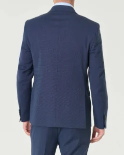 Abito Paul Baker monopetto blu indaco slim-fit in tessuto punto spillo di misto lana stretch