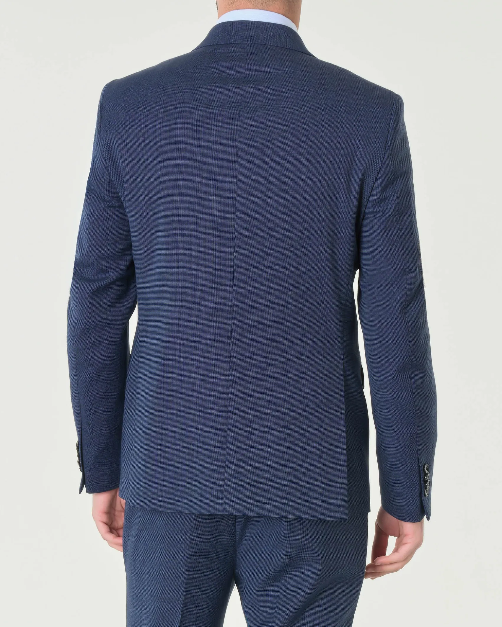Abito Paul Baker monopetto blu indaco slim-fit in tessuto punto spillo di misto lana stretch