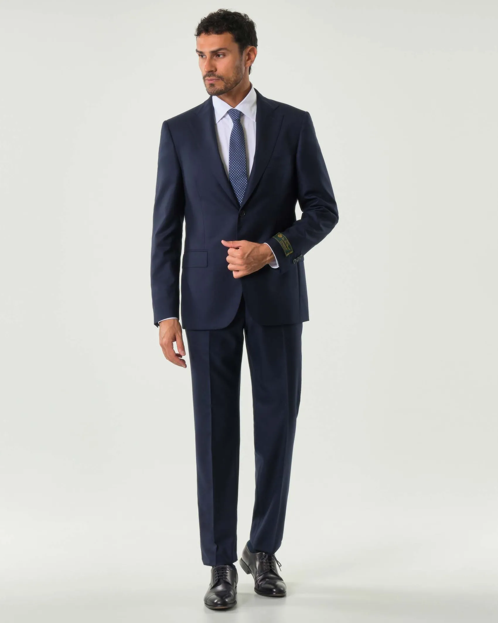 Abito Pellizzari drop7 blu in tela di pura lana Loro Piana Tasmanian super 170'S