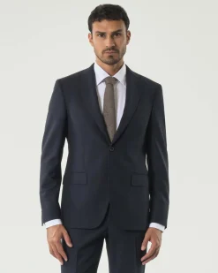Abito Pellizzari drop7 in tela di lana Vitale Barberis Canonico principe di Galles blu e moro soffuso