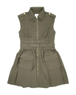 Abito To be Too militare con cinture e tasche smanicato