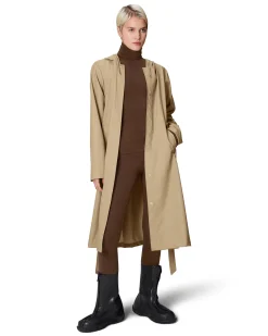 A-Line Longer W Jacket color sabbia dalla linea svasata con cappuccio