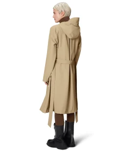 A-Line Longer W Jacket color sabbia dalla linea svasata con cappuccio