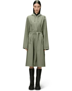 A-Line Longer W Jacket color verde salvia dalla linea svasata con cappuccio