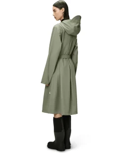 A-Line Longer W Jacket color verde salvia dalla linea svasata con cappuccio