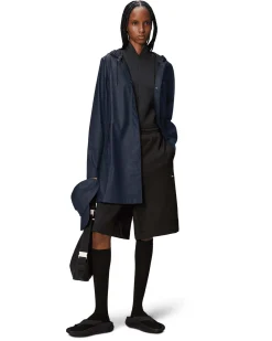 A-line W Jacket blu navy effetto metallizzato con cappuccio
