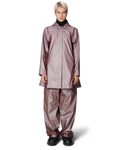 A-line W Jacket color malva effetto metallizzato con cappuccio
