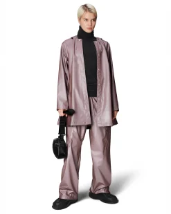 A-line W Jacket color malva effetto metallizzato con cappuccio