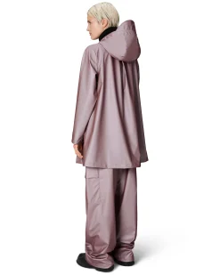A-line W Jacket color malva effetto metallizzato con cappuccio