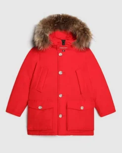 Arctic Parka HC Woolrich rosso con cappuccio e pelliccia in procione removibili