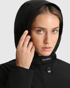 Arctic Parka nero con bordatura del cappuccio in pelliccia rimovibile imbottito in piuma naturale
