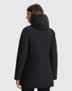 Arctic Parka slim fit blu imbottito in piuma naturale con bordatura in pelliccia