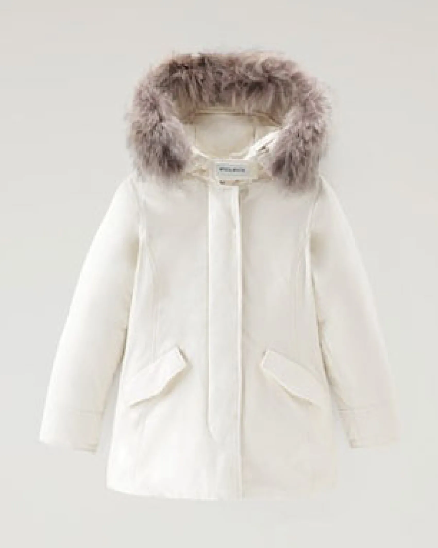 Arctic Parka Woolrich bianco con pelliccia racoon staccabile