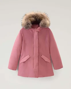 Arctic Parka Woolrich rosa antico con pelliccia racoon staccabile