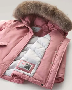 Arctic Parka Woolrich rosa antico con pelliccia racoon staccabile