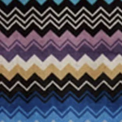 Asciugamano ospite Giacomo in spugna di cotone a fantasia chevron nelle nuance dell'azzurro