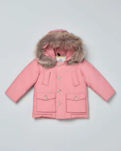 Baby Arctic Parka Woolrich rosa con cappuccio e pelliccia staccabili