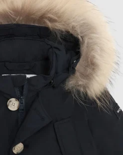 Baby First Parka Woolrich blu con cappuccio staccabile