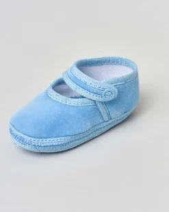 Baby friulane Le Papù in velluto azzurro