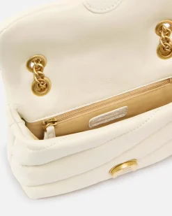Baby Love Bag Puff bianca in nappa con motivo matelassè obliquo e fibbia dorata Love Birds