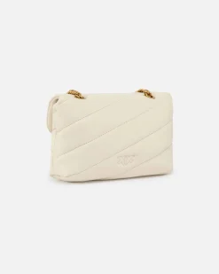 Baby Love Bag Puff bianca in nappa con motivo matelassè obliquo e fibbia dorata Love Birds
