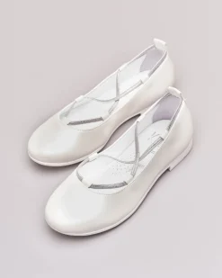Ballerina bianca da cerimonia in pelle 30-34