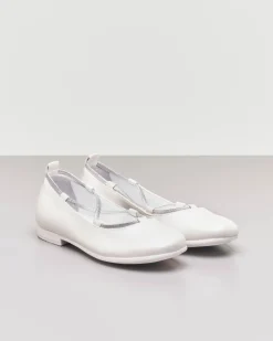 Ballerina bianca da cerimonia in pelle 30-34