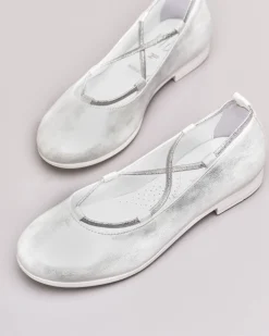 Ballerina da cerimonia in pelle color bianco e argento sfumato 31-34