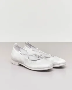 Ballerina da cerimonia in pelle color bianco e argento sfumato 31-34