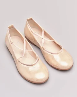Ballerina da cerimonia in pelle color cipria sfumato 31-34