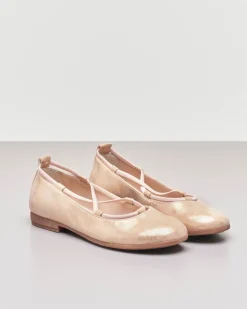 Ballerina da cerimonia in pelle color cipria sfumato 31-34