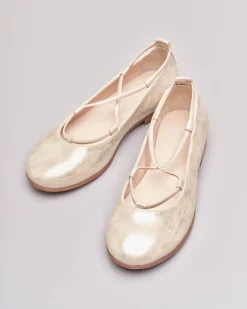 Ballerina da cerimonia in pelle color platino sfumato 35-37