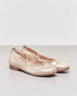 Ballerina da cerimonia in pelle color platino sfumato 35-37